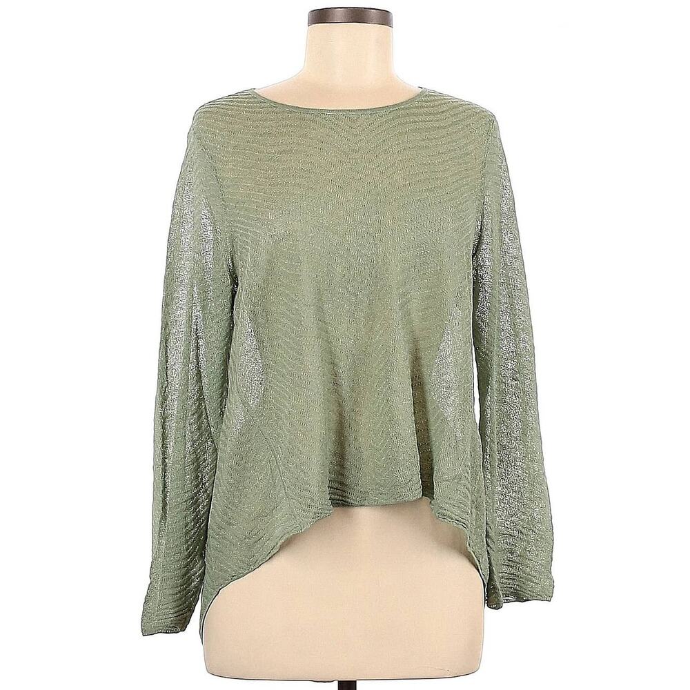Eileen Fisher Long Sleeve Sea Green Lightweight Knit Top Size M Women's Summer